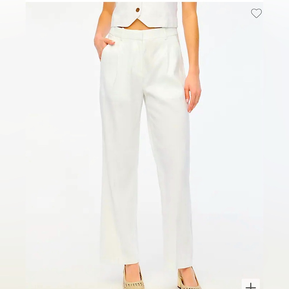 New J Crew White wide-leg linen-blend pants